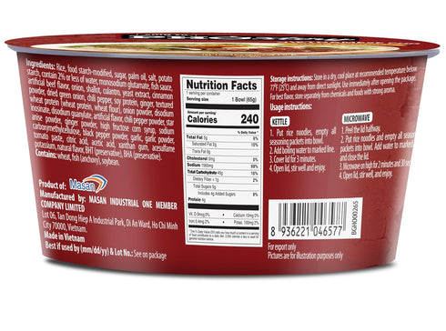 2.3 oz, Chin-Su Pho Story Vietnamese Beef Flavored Instant Noodle Bowl, Ready to Cook