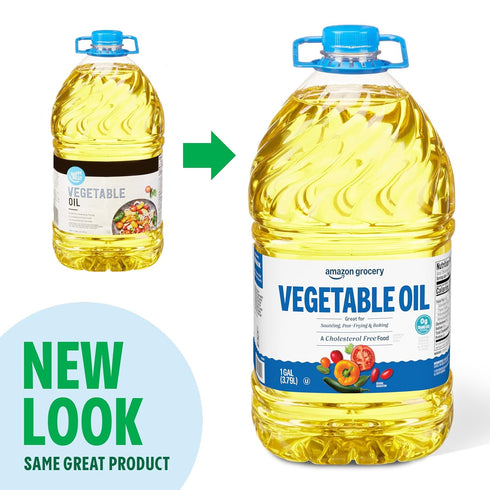 Packaging Vary),128 Oz (Pack 2) Amazon Grocery, Vegetable Oil, (Previously Happy Belly, May Fl