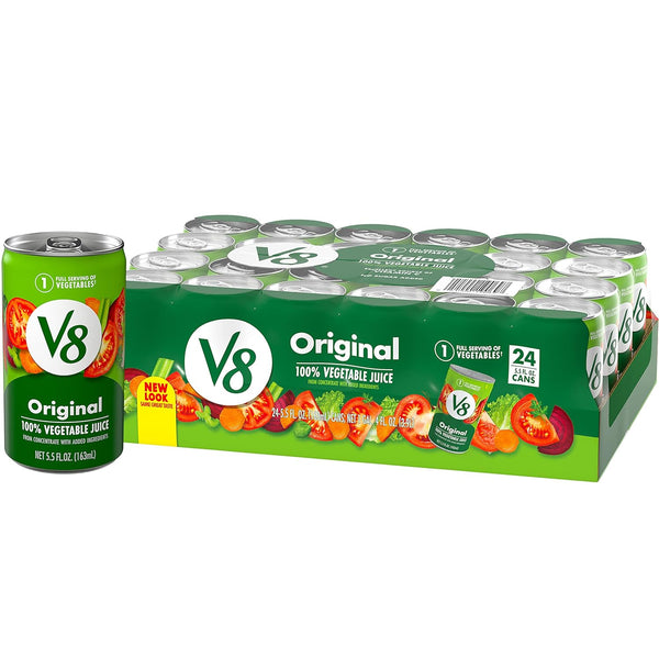 V8 Original 100% Vegetable Juice, 5.5 fl oz Can (24 Pack)