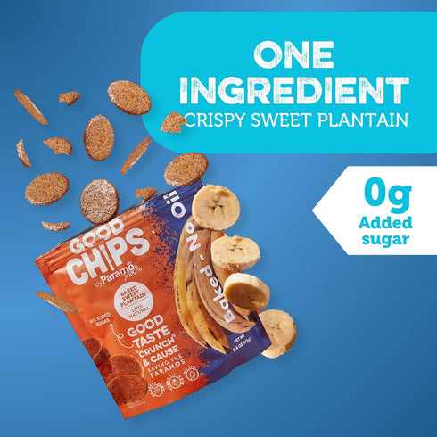 1.4 oz Pack 12 Baked Sweet Plantain Crisps by GOOD CHIPS! Crispy, Crunchy, Oil-Free, Healthy Maduritos - bags
