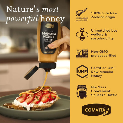 10+ 263+) Immune 12.5 oz (355g) Comvita Manuka Honey UMF (MGO - Raw Manuka Honey New Zealand, Pure Unpasteurized Honey