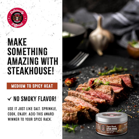 Sauce Goddess Super Chunk Steakhouse Spices - No Sugar, No Additives, Vegan Friendly, Gluten Free - 2 (1.75g) Tins