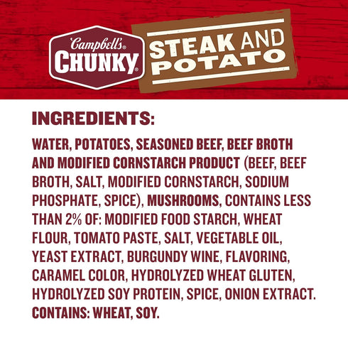 16.3 oz Campbells Chunky Soup, Steak and Potato Soup, Can