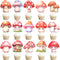 iPartyFun 48Pcs Mushroom Theme Cupcake Toppers mushroom Birthday Party Decorations Woodland Cake Topper