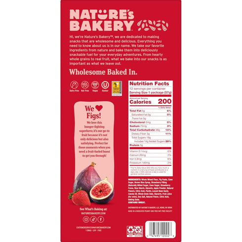 7 12 packs (84 packs) Nature's Bakery Whole Wheat Fig Bars, Strawberry, Real Fruit, Vegan, Non-GMO, Breakfast Bar