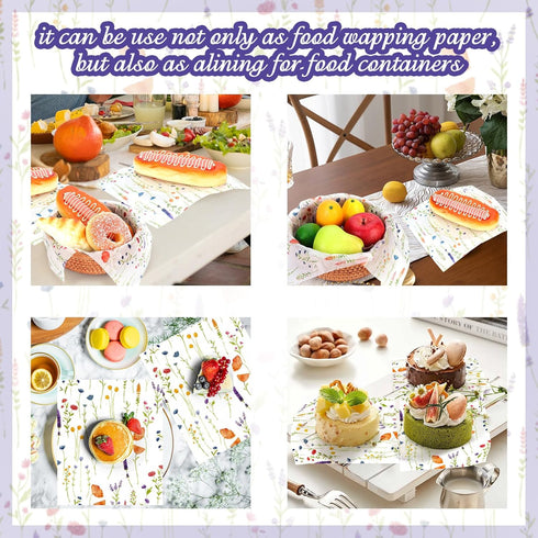 Welpurch 150Pcs 9.8 8.3inch Lavender Deli Paper, x Spring Flower Proof Food Deli Paper Sandwich Grease Resistant Liners