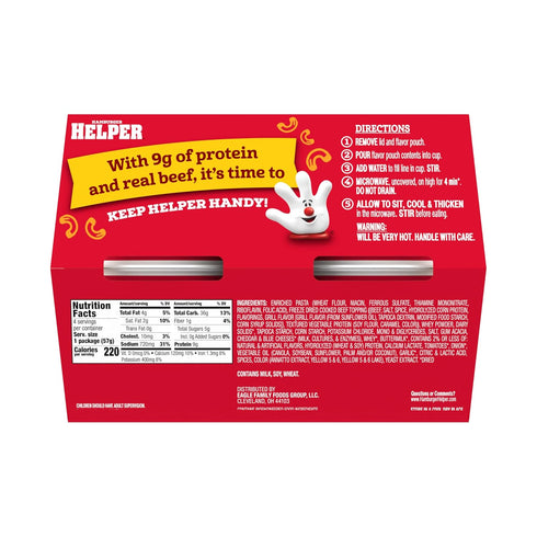 (2 oz 12 Pack) 4 Hamburger Helper Cheeseburger Macaroni Microwave Cup - No Artificial Flavors, Ready in Minutes, Quick