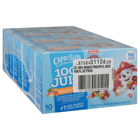 100% 40 Pack, 4 10 Capri Sun Mango Pineapple Flavored Juice Blend from Concentrate with Added Ingredients and Other
