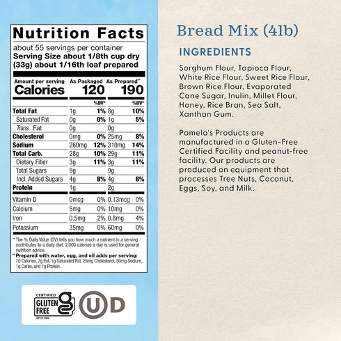 4lb (Pack 1) Pamela's Gluten Free Bread and Flour Blend