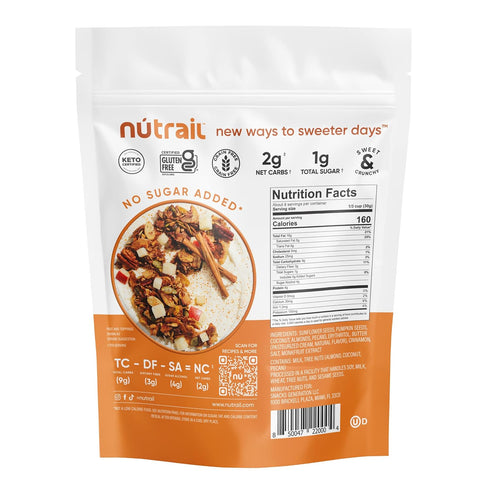8 oz. 3 Count NuTrail Nut Granola Cereal, Cinnamon Pecan, No Sugar Added, Gluten Free, Grain Free, Keto, Low Carb