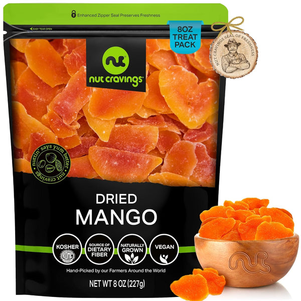 NUT CRAVINGS - Dried Mango Slices, Lightly Sweetened (8oz, 1 Pack) Sweet