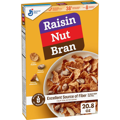 Raisin Nut Bran Breakfast Cereal, Excellent Source Fiber, 20.8 oz (Pack of 6)