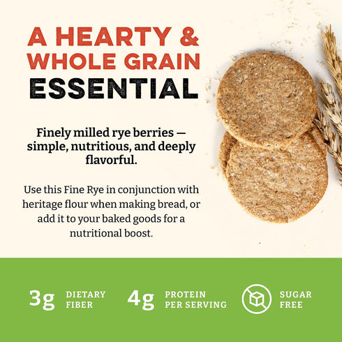 2 LB Sunrise Flour Mill Organic Fine Rye Flour | | Rye Flour Organic | Whole Grain Bread Flour for Sourdough | No