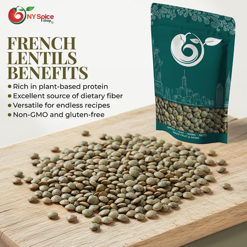 5 NY SPICE SHOP French Lentils Pounds French Green Lentils Dry Lentil Beans - Protein & Fiber Rich - Great for Stews