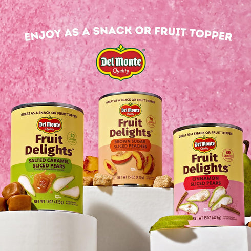 15 oz. 12 Pack Del Monte Fruit Delights Sliced Pears with Cinnamon in Extra Light Syrup, Cans