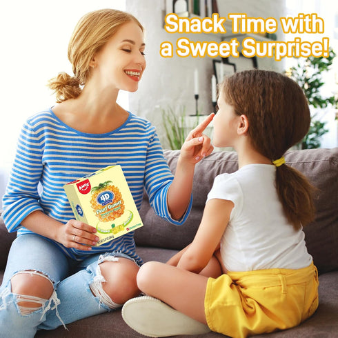 4D Gummy 8.47 oz 3D ~10 Packs, AMOS Fruit Candy, Pineapple Burst, Box - Realistic Shapes with Soft Juice-Filled Center