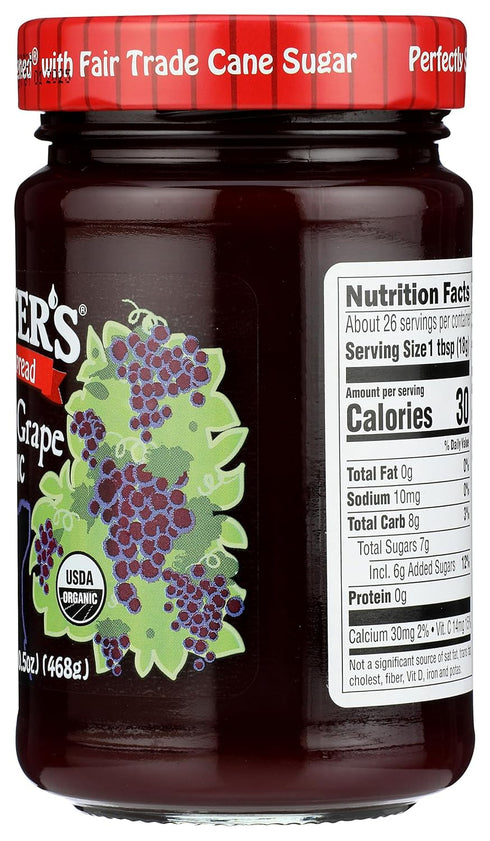 Crofters 16.5 Oz Organic Concord Grape Premium Spread, Jar