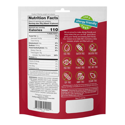 Packs 5 (Pack 1) YumEarth Organic Gluten Free Pomegranate Licorice Snack - Allergy Friendly, Gluten Free, Non-GMO