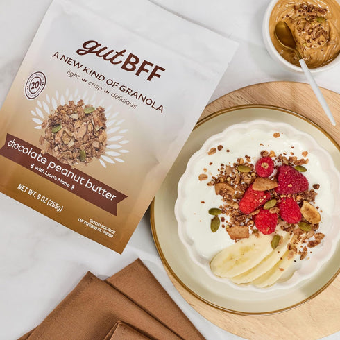 gutBFF 5 9 oz Low Sugar Granola Gluten Free Healthy Granola with Lions Mane Mushroom & Baobab Superfruit for Gut Health