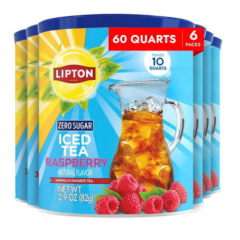 Lipton Zero Sugar Iced Tea Mix, Raspberry Flavor Black Iced Tea, Makes