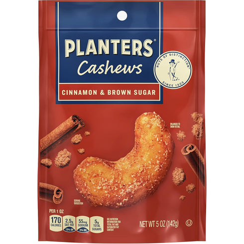 PLANTERS Cashews Cinnamon & Brown Sugar - Trail Mix Snack Pack -