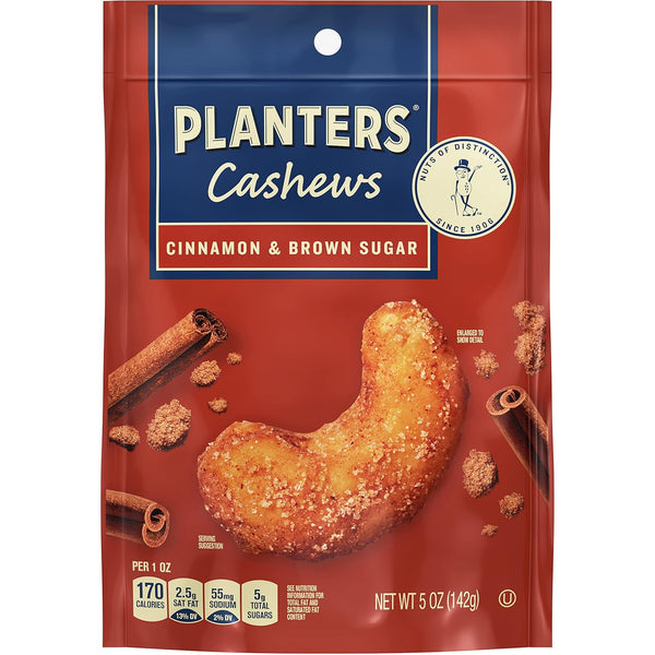 PLANTERS Cashews Cinnamon & Brown Sugar - Trail Mix Snack Pack -