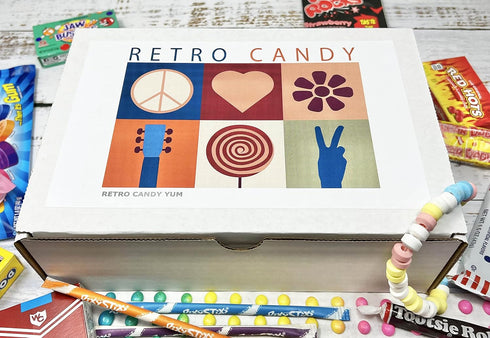 Package RETRO CANDY YUM ~ Care Assortment Gift Box Nostalgic Candy Mix from Childhood for Man or Woman Jr