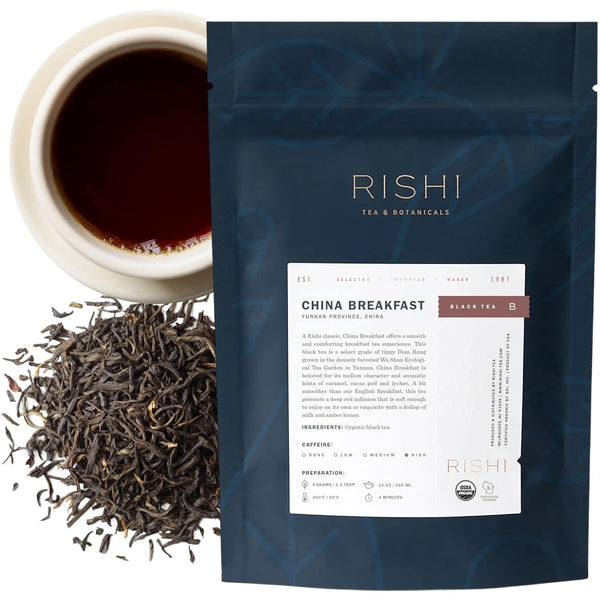 Rishi Tea China Breakfast Black Loose Leaf Tea - Organic, Robust &
