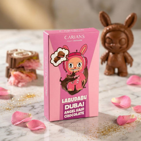 CARIANS Cartoon's Dubai Angel Hair Chocolate Bar, Pink Cotton Candy, Rich Dubai Cream with Pistachio and Crispy