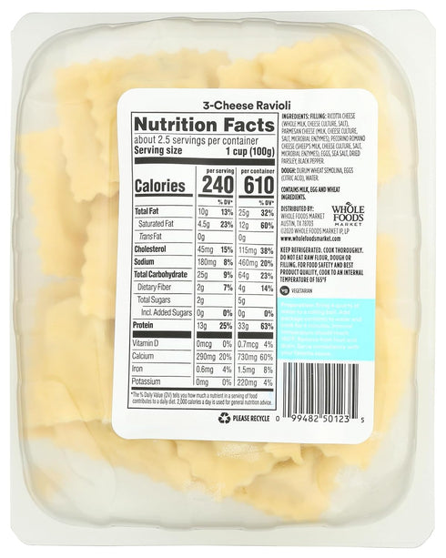 365 by Whole Foods Market 9 OZ Three Cheese Ravioli