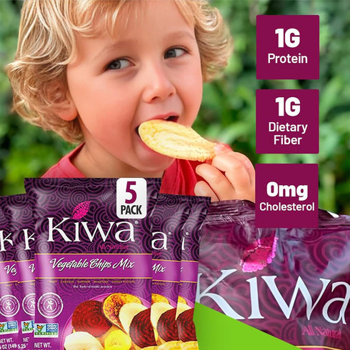 5-Pack 5.25oz (5 Count) Kiwa Vegetable Chips Mix Gluten-Free, Vegan, Kosher, Non-GMO Snack Made with Cassava, Parsnip