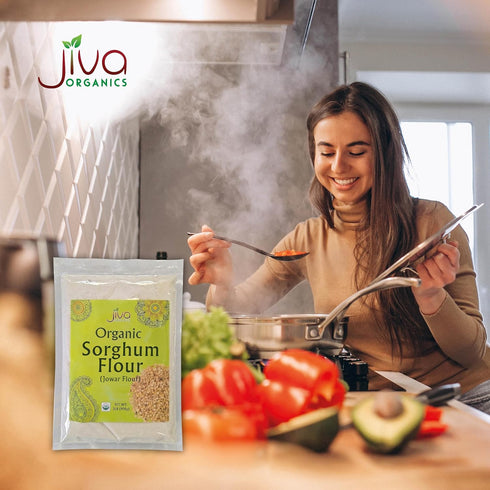 2 100% Jiva Organics Organic Sorghum Flour Pound Bag - Jowar Flour, Natural & Non-GMO