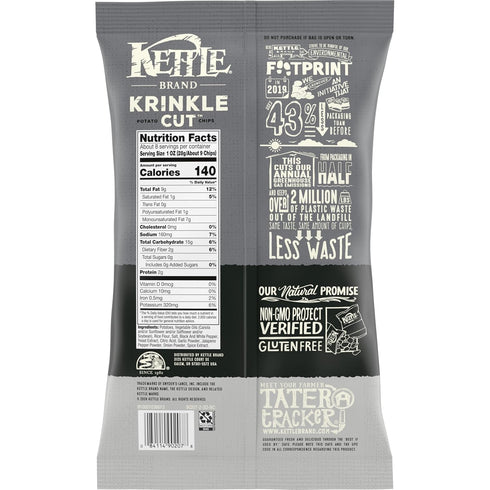 7.5 oz Kettle Brand Krinkle Cut Salt and Fresh Ground Pepper Kettle Potato Chips, Gluten-Free, Non-GMO, Bag