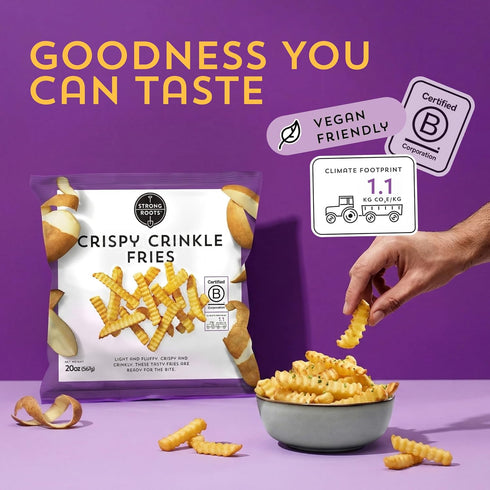 20 oz., Frozen Strong Roots Crispy Crinkle Fries, Vegan & Gluten Free Fries, Low in Sugar, Salt & Saturated Fat, No