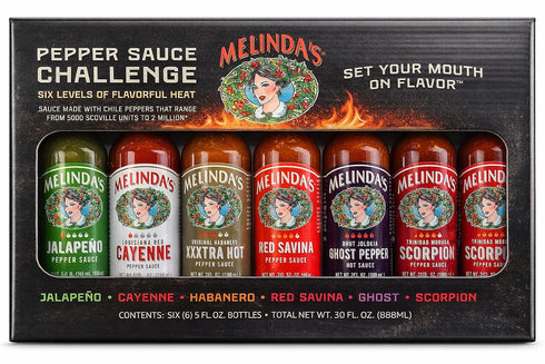 Melindas Pepper Sauce Challenge 6-Bottle Hot Sauce Variety Gift Set