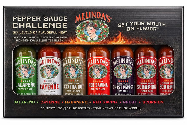 Melindas Pepper Sauce Challenge 6-Bottle Hot Sauce Variety Gift Set