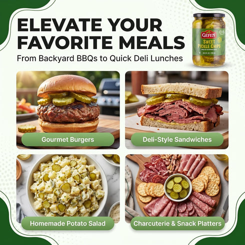 24.3 oz (2 Pack) Gefen Sweet Pickle Chips, | Sweet & Tangy Bread & Butter Style Pickle Slices | Crunchy Sandwich