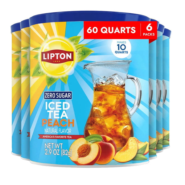 Lipton Zero Sugar Iced Tea Mix, Peach Flavor Black Iced Tea, Makes