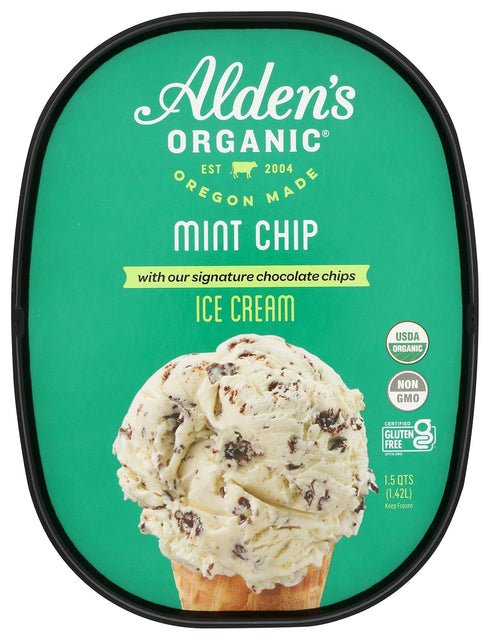 Alden's , Organic Mint Chip Ice Cream, 48 oz (Frozen)