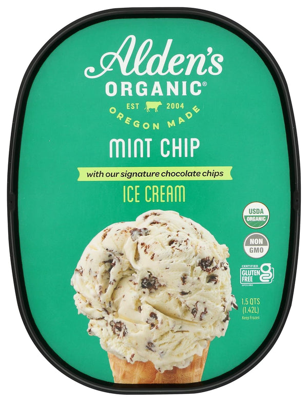 Alden's , Organic Mint Chip Ice Cream, 48 oz (Frozen)