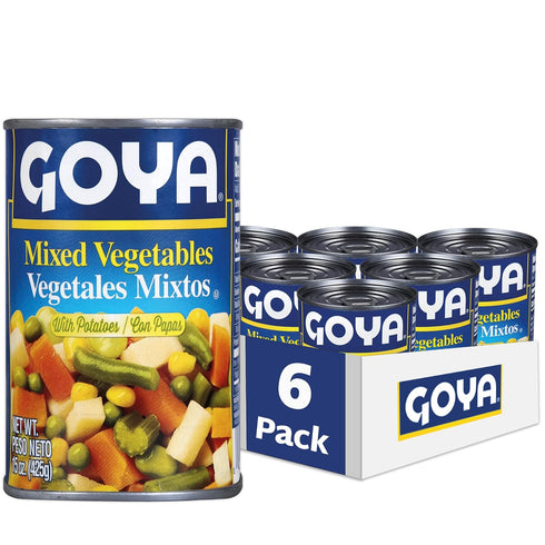 Goya Canned Mixed Vegetables Fresh, Ready-to-Use Blend with Carrots, Peas, Corn, and