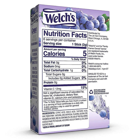 0.45 OZ, 6 (Pack 4) Welch's Grape Singles To Go Drink Mix, CT