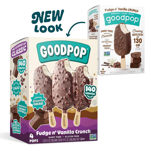 4 Count GOODPOP - Dairy Free Fudge N' Vanilla Crunch Bars - Non-GMO, Gluten Free