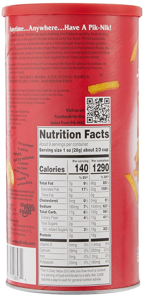 Pik-Nik 255g/9 oz. Ketchup Fries, Thick Cut Potato Sticks, (Imported from Canada)