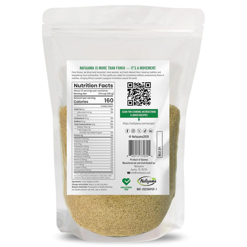 1 1 lb 454g Nafajama Premium Gluten-Free Pre-Cooked Fonio Grain | Ancient African Super- grain| All-Natural, Non-GMO