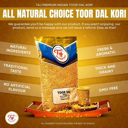 TAJ Gourmet Foods (4-Pounds) TAJ Premium Indian Toor Dal Kori, Unoily, Madhi
