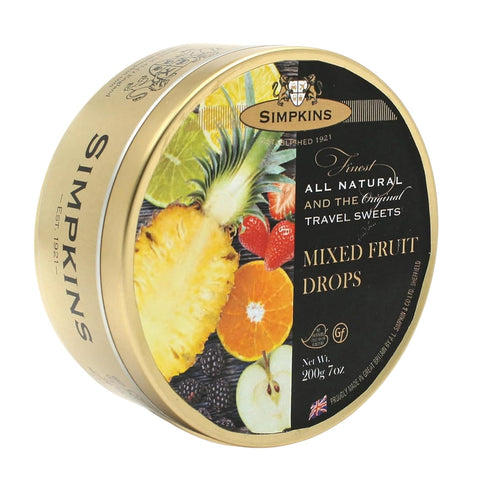 Simpkins Candy Travel Sweets | Mixed Fruit Drops, 7 Ounce Tin (Pack