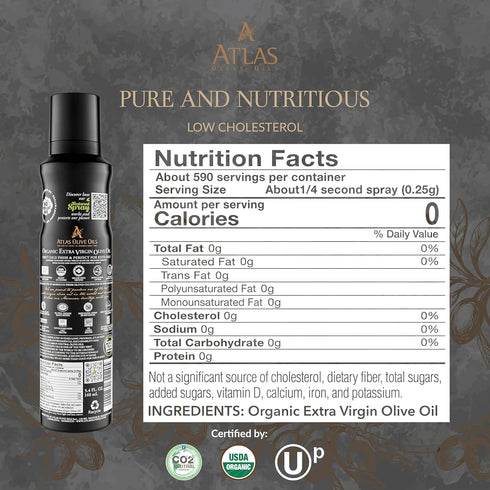 5.4 oz, 2 Pack, Olive Oil Spray by Atlas, Dual Function Olive Oil Cooking Spray and Stream, fl Extra Virgin, Non Stick