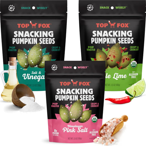 Top Fox Snacks Pumpkin Seeds to Eat Variety (Himalayan Salt, Salt &