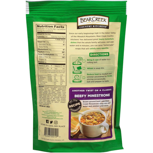 9.3 (Pack 6) Bear Creek Soup Mix, Minestrone, Ounce